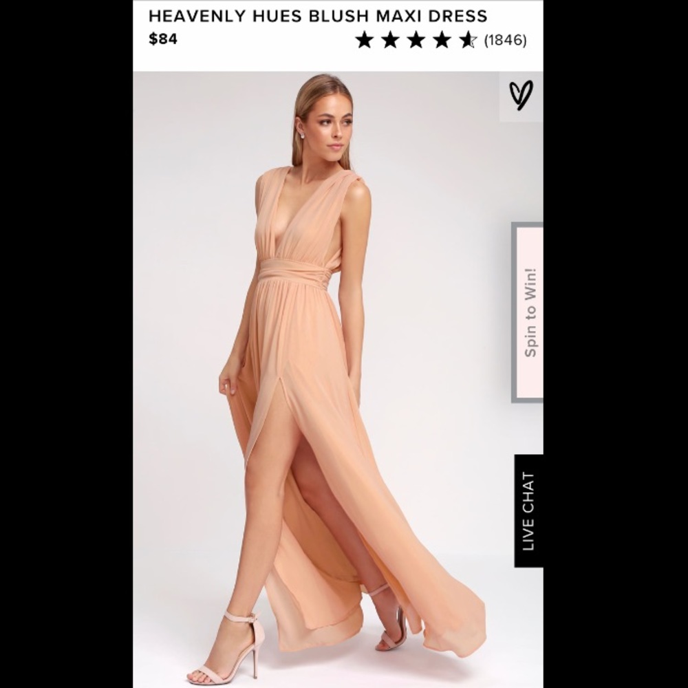 NWT- Lulus Plunge Maxi Dress/ Blush/ Sz XS